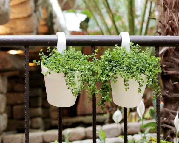 Capri Single 20 biała doniczka balkonowa wisząca