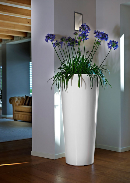 ILIE GLOSS 32/67 doniczka wysoka okrągła biała półpołysk