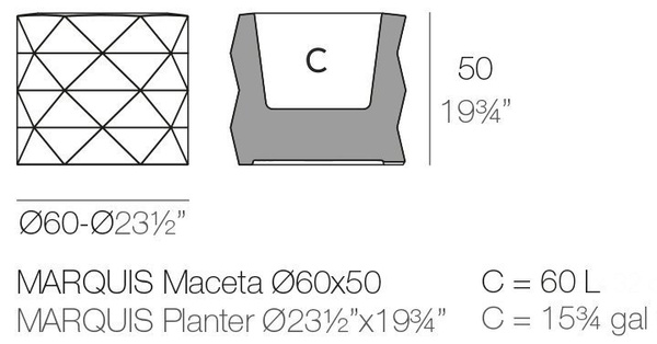 MARQUIS 60/50 designerska donica cylindryczna grafitowa