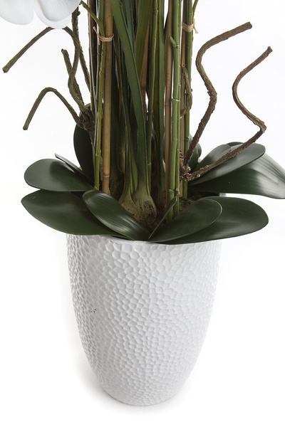 Sztuczny wysoki storczyk Phalenopsis 160 cm biały w ozdobnej donicy