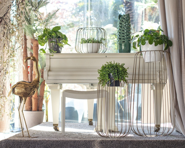 Kwietnik designerski TAJ MAHAL IRON 60 cm złoty