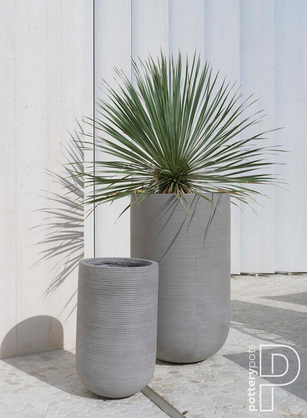 Cody High S 28/45 wysoka kamienna donica ciemnoszara prążkowana