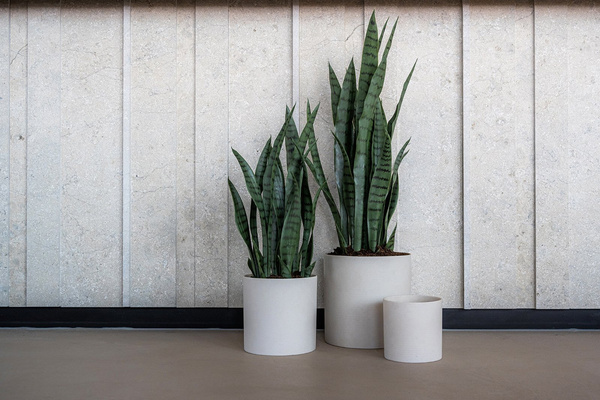 Puk S 15/15 doniczka cylindryczna beżowa naturalny biały