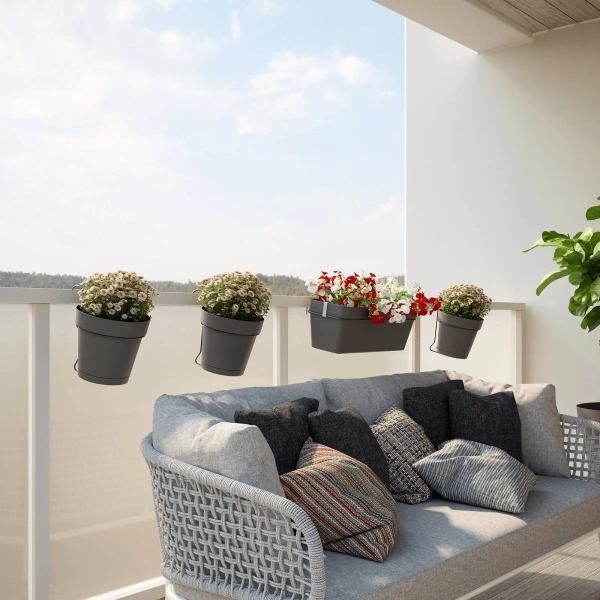 Capri Balcony 20 antracytowa doniczka balkonowa do zawieszenia