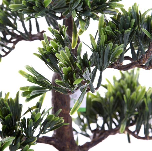 Sztuczne drzewko Bonsai Podocarpus 32 cm w brązowej doniczce