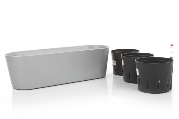 Zestaw do hydroponiki 15/12 w srebrnej osłonce podłużnej Flori 51x19/15