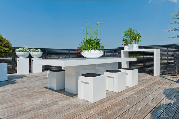 Tara S 40/15,5 płaska doniczka lakierowana biała połysk