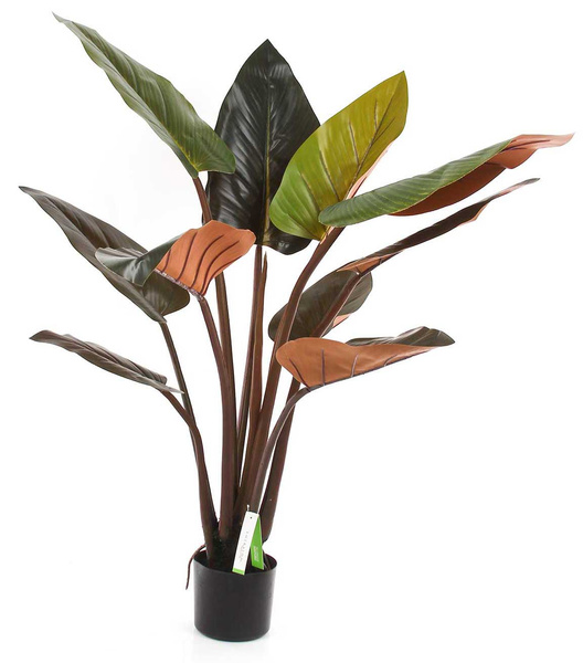 Sztuczny Filodendron 120 cm 10 liści zielony burgund duże liście