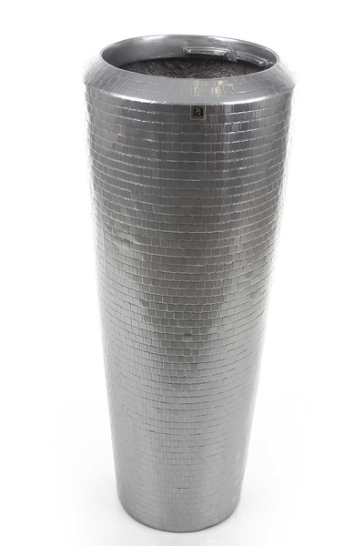 PIXEL 40/105 donica wysoka designerska srebrna lustrzany połysk