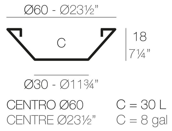 CENTRE 60/18 płaska donica misa biała