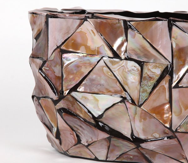 COAST 90x20/20 prostokątna ekskluzywna doniczka brązowa z muszli morskich