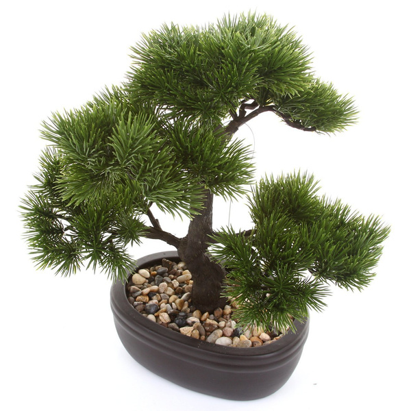 Sztuczne drzewko Bonsai Pinia Sosna 32 cm w brązowej doniczce
