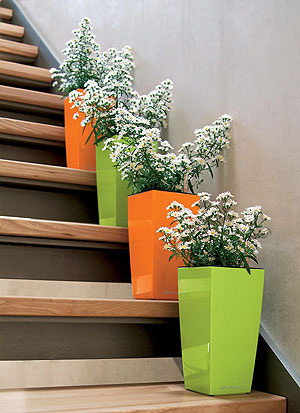 LECHUZA CUBICO MAXI 14x14/26 doniczka czerwona scarlet red z połyskiem