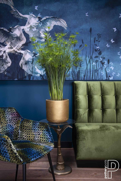 Charlie XL 32/31 złota donica cylindryczna kamienna