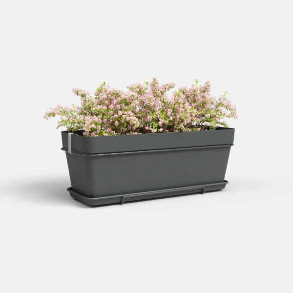 Capri Box Balcony 50 antracytowa podłużna doniczka na balustradę