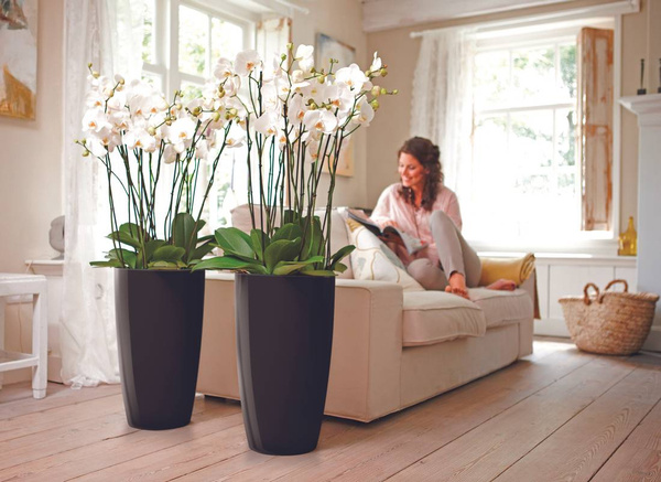 Elbrus Diamond HIGH 46/90 doniczka wysoka czarna metalik połysk