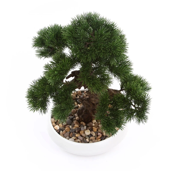 Sztuczne drzewko Bonsai Pinus Sosna 37 cm w białej doniczce