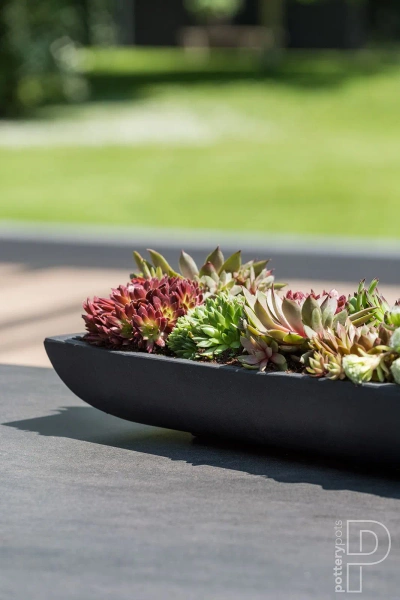 Pandora S 50x19/7 kamienna prostokątna misa szara