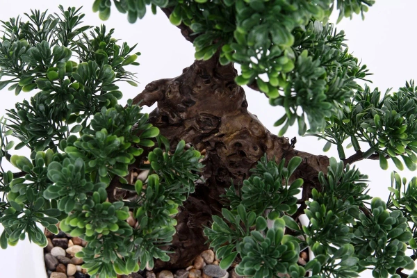 Sztuczne drzewko Bonsai Fikus mini 37 cm w białej doniczce
