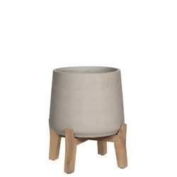 Patt XXL 42/43 szara donica na niskim drewnianym stojaku