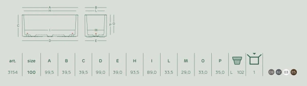 Kebe Casetta 100x40/40 donica prostokątna brązowa na kółkach