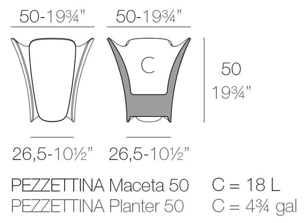 PEZZETTINA 50x50/50 biała donica designerska