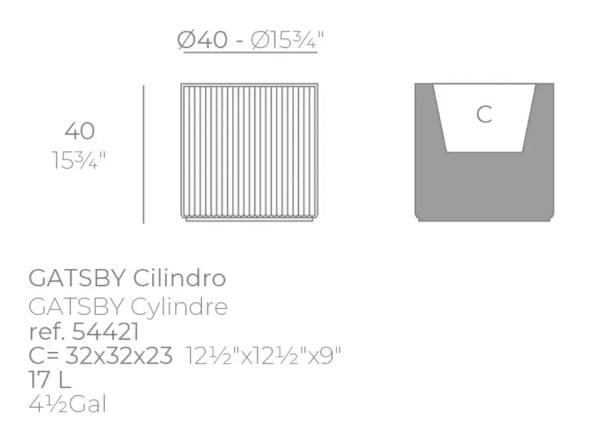 Gatsby Cylinder 40/40 biała donica designerska walec Vondom