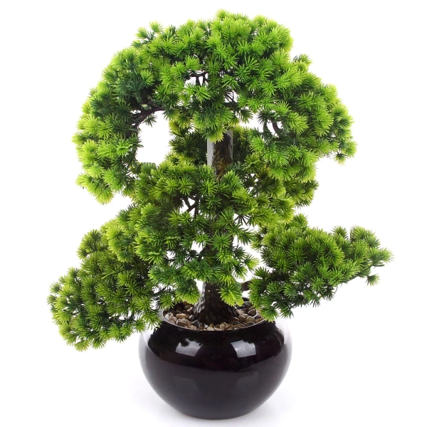 Sztuczny Bonsai Larch 48x35 w czarnej ceramicznej doniczce