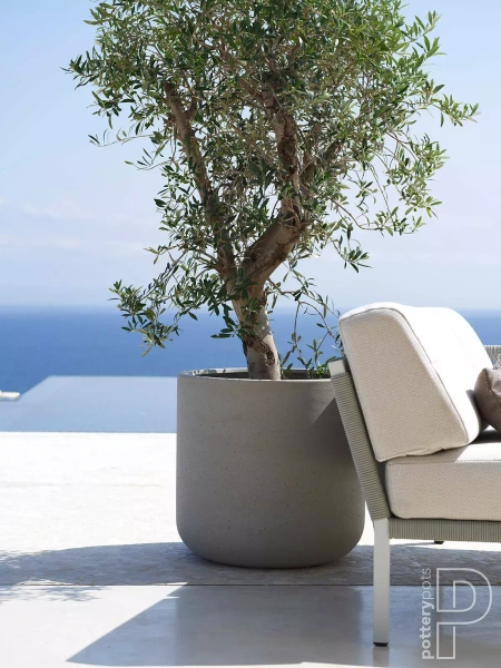 Jumbo Charlie S 73/69 duża beżowa donica cylindryczna kamienna