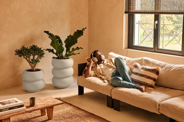 Amber Roll High 43/58 designerska donica wysoka biała