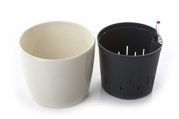 Zestaw do hydroponiki 22/19 Venus osłonka ceramiczna kremowa z połyskiem