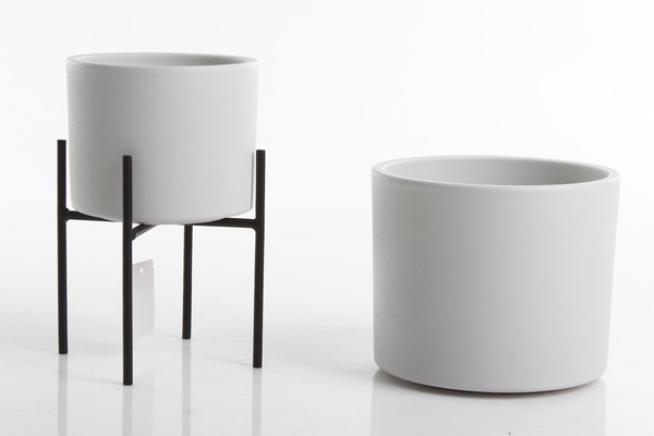 ERA 17/14 doniczka ceramiczna cylinder szara jasna