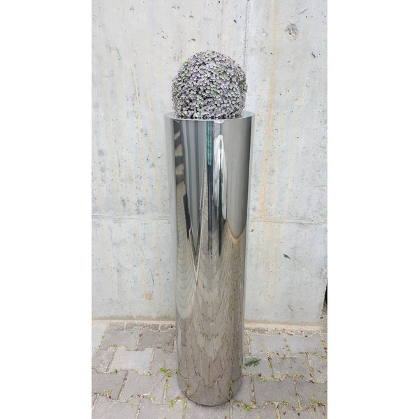 COHIBA SLIM 30/82 wysoka smukła donica cylindryczna stalowa polerowana