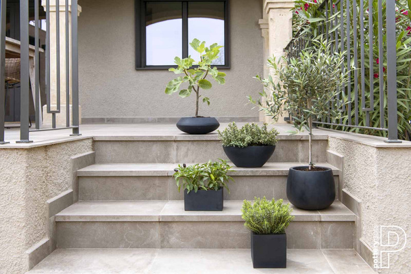 Tara L 80/30 duża płaska kamienna donica czarna