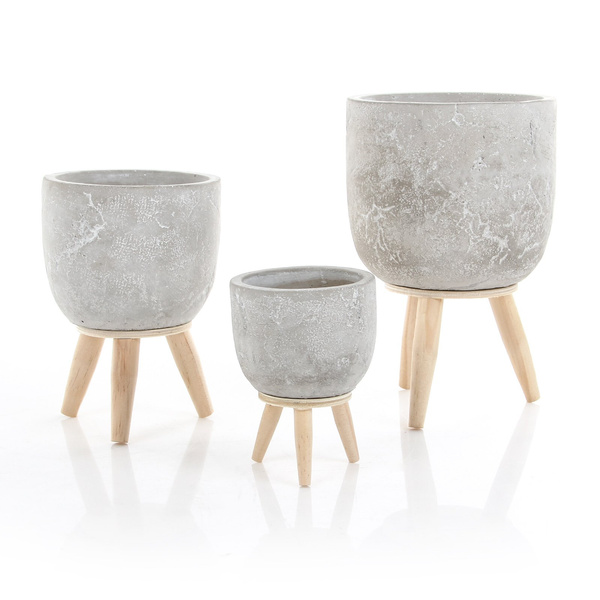 JIMMY 10,5/14,5 cm jasnoszara cementowa osłonka na nóżkach