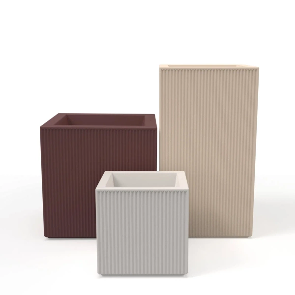 Gatsby Cylinder 40/80 kremowa wysoka donica cylindryczna ryflowana