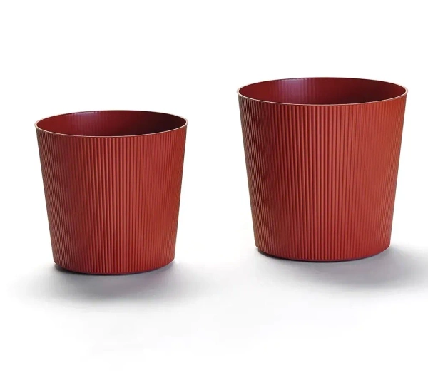 Fyre 35 donica prążkowana brick red na kółkach