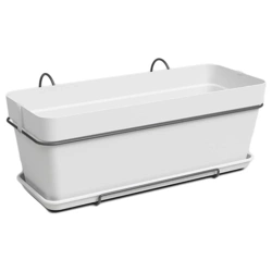 Capri Box Balcony 50 biała podłużna doniczka na poręcz