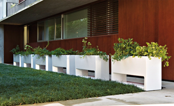 LLUNA 110x40/65 prostokątna donica podświetlana kremowa LED biały