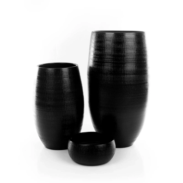 Porto Vase 39/70 wysoka czarna waza chropowata z ceramiki