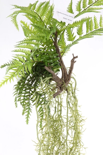 Kompozycja wisząca sztucznych roślin paproć i tillandsia 90 cm