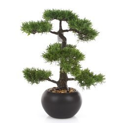 Sztuczne drzewko Bonsai Cedr 48 cm w czarnej doniczce