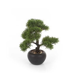 Sztuczne drzewko Bonsai Cedr 37 cm w czarnej doniczce