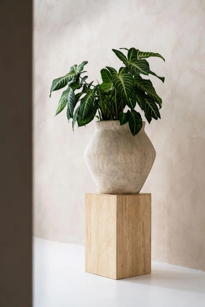 Fleuri High M 55/68 antyczna donica kamienna beżowa travertine beige