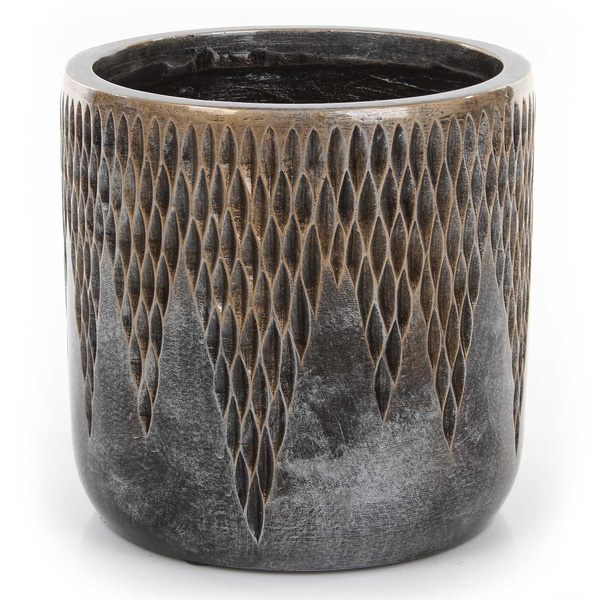 UNIVERSE COMET CYLINDER 23/22 doniczka cylindryczna ręcznie zdobiona brązowa