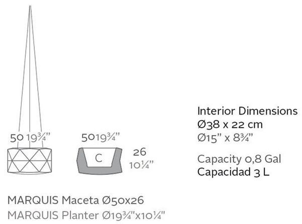 MARQUIS VONDOM 50/26 designerska donica wisząca biała