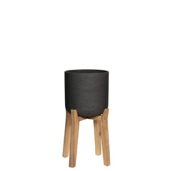 Charlie M 23,5/38 doniczka czarna na wysokich nóżkach drewnianych