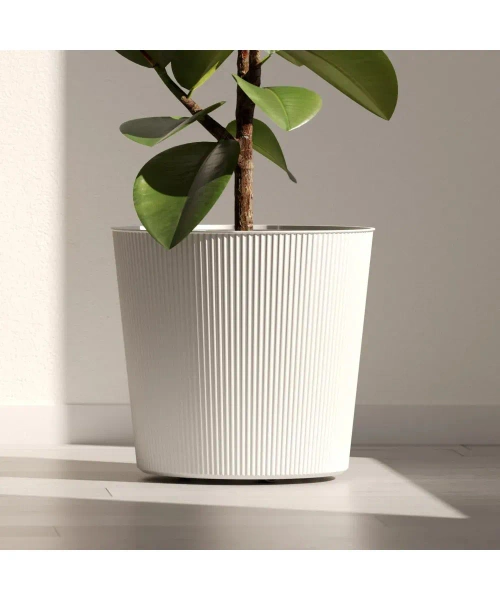 Fyre 40 biała donica prążkowana na kółkach