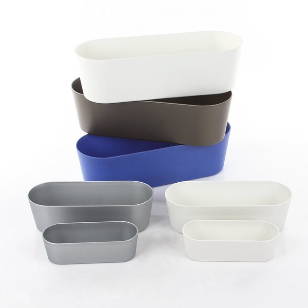 Flori 36x14/11 cm srebrna doniczka podłużna