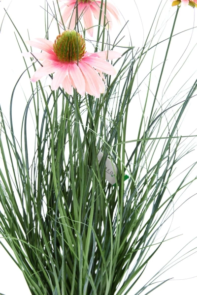 Sztuczna trawa z kwiatami Rudbekia 60 cm różowa